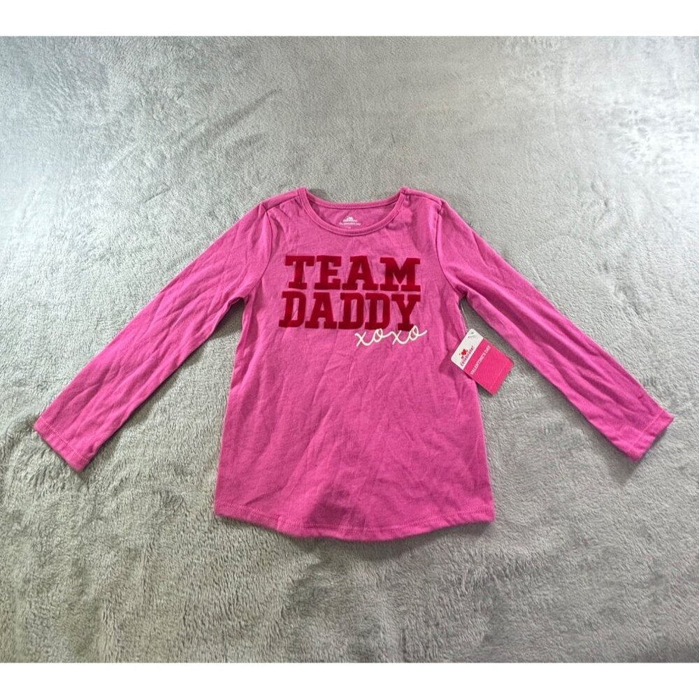 Way To Celebrate! Shirt Girls 4T Pink Team Daddy Xoxo Valentines Day NWT